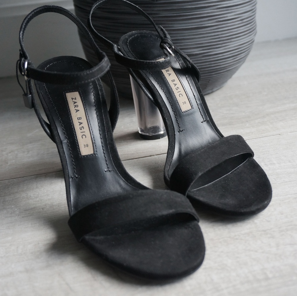 ZARA Suede/Transparent Block Heels